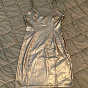 Forever 21 Metallic Silver Bodycon Party Dress- Small